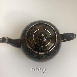 Vintage Gibson's Made In England Tea Pot Gold Trim Drip Glaze Cherry Tree # A587