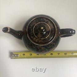 Vintage Gibson's Made In England Tea Pot Gold Trim Drip Glaze Cherry Tree # A587