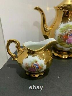 Vintage Gold 6 cup Porcelain Bavaria antique TEA POT SET Teapot Creamer Sugar