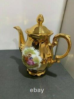 Vintage Gold 6 cup Porcelain Bavaria antique TEA POT SET Teapot Creamer Sugar