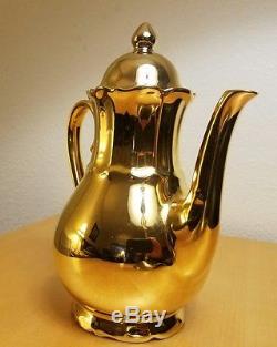 Vintage Gold Porcelain Stw Bavaria Germany Teacup & Teapot Set 14 Pieces +spoons