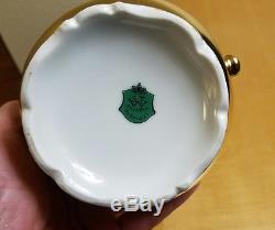 Vintage Gold Porcelain Stw Bavaria Germany Teacup & Teapot Set 14 Pieces +spoons