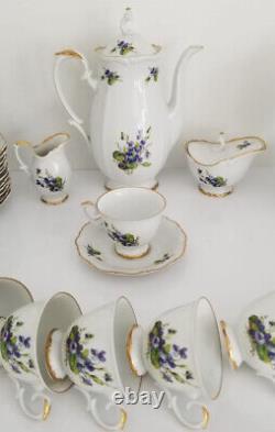 Vintage Hackeforos Sweden Violets Coffee Dessert Set for12 Cups Plates Tea Pot