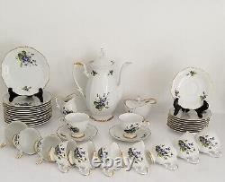 Vintage Hackeforos Sweden Violets Coffee Dessert Set for12 Cups Plates Tea Pot