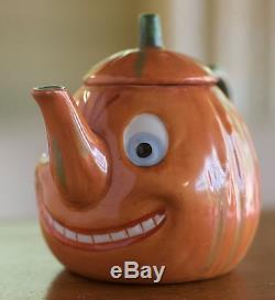 Vintage Halloween German Pumpkin Germany Jack O' Lantern Tea Set. Pot with lid