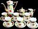 Vintage Hand Painted 17 Pc Gold Trim Rose Pattern Chocolate Tea Set