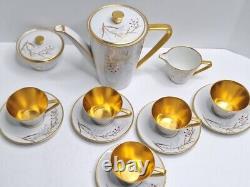 Vintage Handgemalt Bavaria Germany Coffee Tea Pot Set White & Gold 15 Piece
