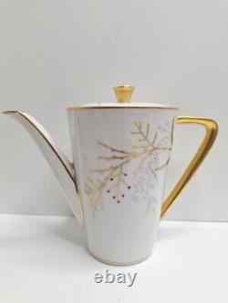 Vintage Handgemalt Bavaria Germany Coffee Tea Pot Set White & Gold 15 Piece