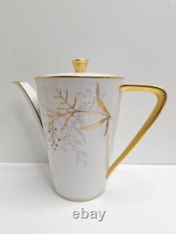 Vintage Handgemalt Bavaria Germany Coffee Tea Pot Set White & Gold 15 Piece