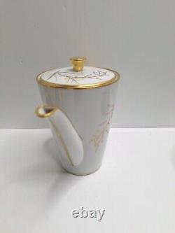 Vintage Handgemalt Bavaria Germany Coffee Tea Pot Set White & Gold 15 Piece
