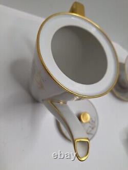 Vintage Handgemalt Bavaria Germany Coffee Tea Pot Set White & Gold 15 Piece