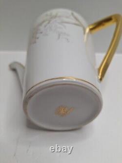 Vintage Handgemalt Bavaria Germany Coffee Tea Pot Set White & Gold 15 Piece