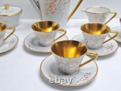 Vintage Handgemalt Bavaria Germany Coffee Tea Pot Set White & Gold 15 Piece