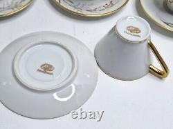 Vintage Handgemalt Bavaria Germany Coffee Tea Pot Set White & Gold 15 Piece