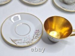 Vintage Handgemalt Bavaria Germany Coffee Tea Pot Set White & Gold 15 Piece