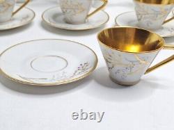 Vintage Handgemalt Bavaria Germany Coffee Tea Pot Set White & Gold 15 Piece