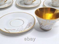 Vintage Handgemalt Bavaria Germany Coffee Tea Pot Set White & Gold 15 Piece