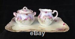 Vintage Haviland Limoges Hand Painted Tea Set -Teapot, Creamer, Sugar Bowl, Tray