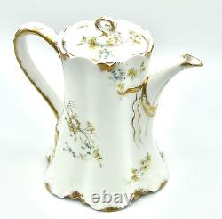 Vintage Haviland TEA SET TeaPot Sugar Creamer Limoges Schleiger 78 Yellow Blue