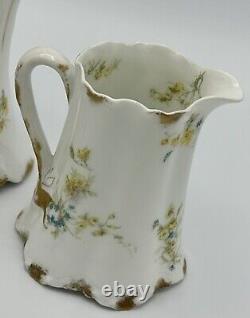 Vintage Haviland TEA SET TeaPot Sugar Creamer Limoges Schleiger 78 Yellow Blue