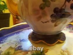 Vintage Hutschenreuther Hand Painted Blueberry Tea Coffee Chocolate Pot Set