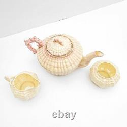 Vintage Irish Belleek Pink Limpet Shell Neptune Porcelain Tea Set, pot, 5th mark