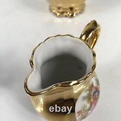 Vintage JKW Dec. Karlsbad Gold Coffee/Tea Pot With Sugar And Creamer Marked