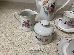 Vintage J. L. MENAU German Porcelain 17-Pc White Floral Demitasse Coffee Tea Set