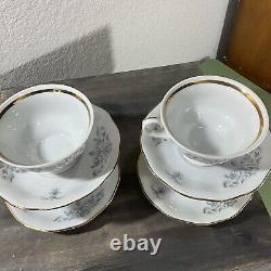 Vintage Janolina Porcelain Tea Set For Four Gold Trim Poland