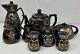 Vintage Japanese Brown Floral Tea Pot Set, Ceramic/clay Hand Painted