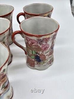Vintage Japanese Porcelain Hand Painted Coffee Tea Pot With Cups And Plates Set