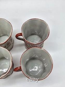 Vintage Japanese Porcelain Hand Painted Coffee Tea Pot With Cups And Plates Set