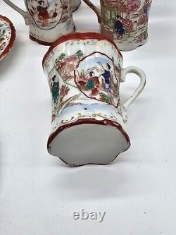 Vintage Japanese Porcelain Hand Painted Coffee Tea Pot With Cups And Plates Set