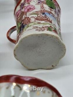 Vintage Japanese Porcelain Hand Painted Coffee Tea Pot With Cups And Plates Set