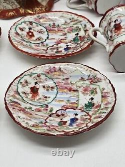 Vintage Japanese Porcelain Hand Painted Coffee Tea Pot With Cups And Plates Set