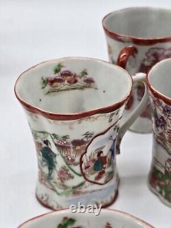 Vintage Japanese Porcelain Hand Painted Coffee Tea Pot With Cups And Plates Set