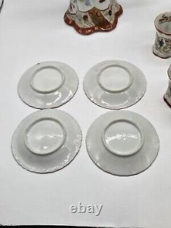 Vintage Japanese Porcelain Hand Painted Coffee Tea Pot With Cups And Plates Set