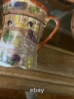 Vintage Japanese Porcelain Handpainted Chocolate Tea Pot Set