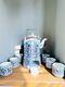 Vintage Japanese Tea Set Toscany Peaches Design 6 Cups, Pot & Warmer Stand