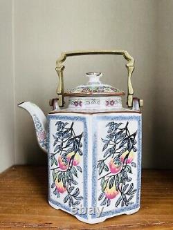 Vintage Japanese Tea Set Toscany Peaches Design 6 cups, Pot & Warmer Stand