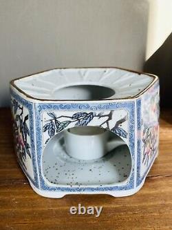 Vintage Japanese Tea Set Toscany Peaches Design 6 cups, Pot & Warmer Stand