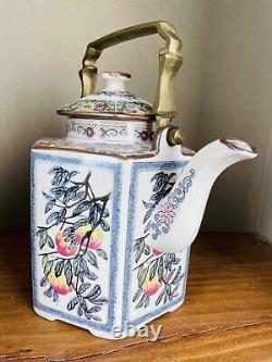 Vintage Japanese Tea Set Toscany Peaches Design 6 cups, Pot & Warmer Stand