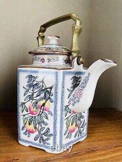 Vintage Japanese Tea Set Toscany Peaches Design 6 cups, Pot & Warmer Stand