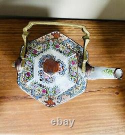 Vintage Japanese Tea Set Toscany Peaches Design 6 cups, Pot & Warmer Stand