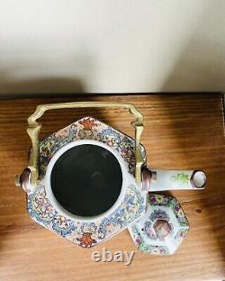 Vintage Japanese Tea Set Toscany Peaches Design 6 cups, Pot & Warmer Stand