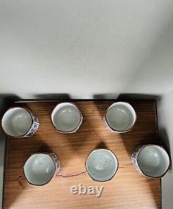 Vintage Japanese Tea Set Toscany Peaches Design 6 cups, Pot & Warmer Stand