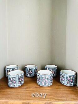 Vintage Japanese Tea Set Toscany Peaches Design 6 cups, Pot & Warmer Stand