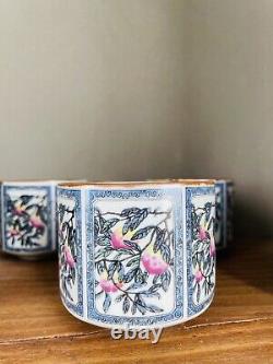 Vintage Japanese Tea Set Toscany Peaches Design 6 cups, Pot & Warmer Stand