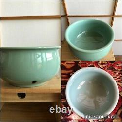 Vintage Japanese Tea ceremony set, Ceramic Glazed tea bowl, pot, bamboo tools