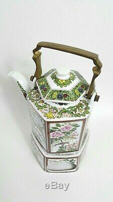 Vintage Japanese Teapot Tea Set With Warmer Base Tea Pot 4 Teacups
